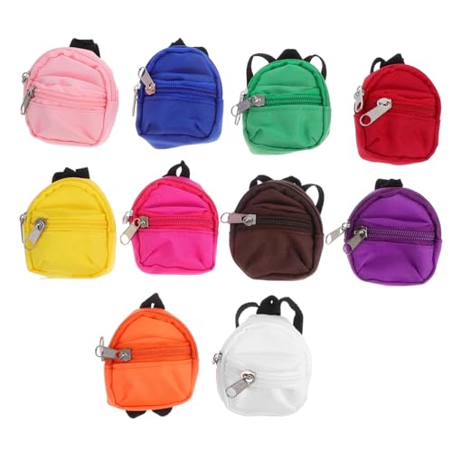BCOATH 10 Stück Teiliges Miniatur Puppen Rucksack Zipper Schulranzen für Robuste Kompakte Mini Rucksäcke mit Funktionalem Reißverschluss Vielseitig Passend für Puppen Zubehör zum von BCOATH