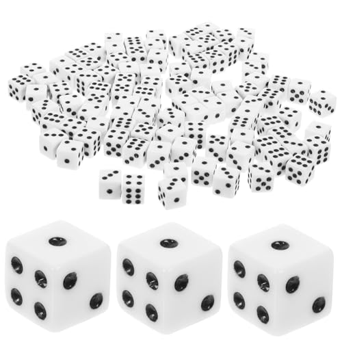 BCOATH 100 Stück Acryl Würfel mit Schwarzen Punkten Sechseitige Spielwürfel für Brettspiele Partyzubehör Robust und Langlebig für Gesellige Spielrunden von BCOATH