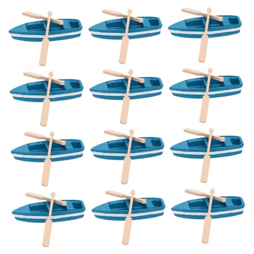 BCOATH 12 Sätze Teiliges Miniatur-kanu Holzboot mit Ruder Rustikale Tischdekoration für DIY Bastelprojekte Feengarten Wohnambiente von BCOATH