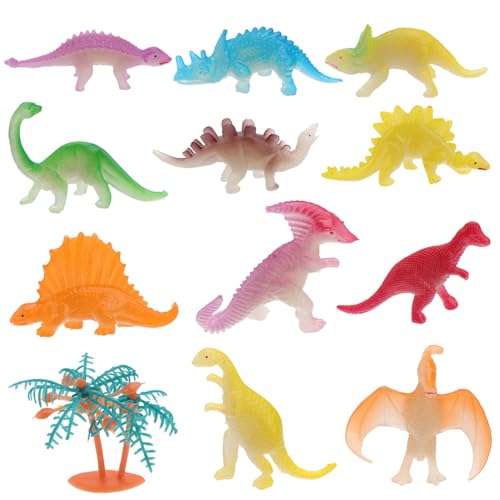 BCOATH 12 Stück Teiliges Leuchtendes Dinosaurier Realistische Tiernachbildung Kreatives Lernspielzeug für Fördert Vorstellungskraft und Kognitive Entwicklung Sicherer Kunststoff als von BCOATH