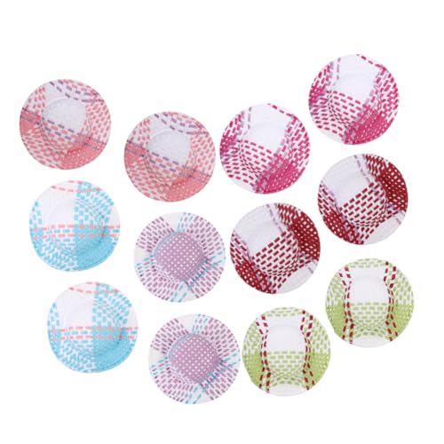BCOATH 12 Stück Teiliges Mini Hüte aus Papier in Farben Kleine Gewebte Bastel Hüte für DIY Puppenhaus Dekoration als Bunte Deko Accessoires für Kreative Handwerksprojekte von BCOATH