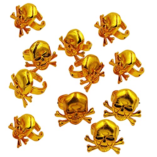 BCOATH 12 Stück Teiliges Piratenringe für Gruseligen Schädelmotiven Goldene Dekorationsringe für Halloween Kostümparty und Partyzubehör für Jungen und Mädchen BCOATH 12 Stück Teiliges Piratenringe für Gruseligen Schädelmotiven Goldene Dekorationsringe für Halloween Kostümparty und Partyzubehör für Jungen und Mädchen von BCOATH