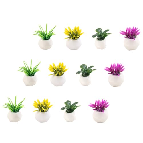 BCOATH 12Stücke Miniatur Pflanzen Künstliche Mikro Landschafts Topfdekorationen für Mini Haus und Tischdeko Lebensechte Mini Blumenmodelle als Miniaturzubehör von BCOATH