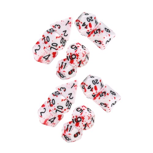 BCOATH 14 Stück Teiliges Acryl Würfelset mit Rot Spritz Design Tragbare Tischwürfel für Halloween Party und Rollenspiel Einzigartig Verteilte Punkte Leicht und Kompakt für Spiele von BCOATH