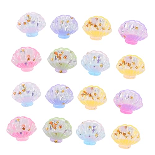 BCOATH 16 Stück Teiliges Leuchtendes Resin Muschel mit Perle Mini Dekoration für Garten Balkon und DIY Basteln Handgefertigte im Dunkeln Leuchtende Mini Muscheln von BCOATH