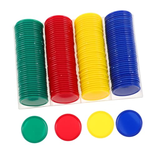 BCOATH 160 Stück Bunte Plastik Bingo Marker Lehrreiche Belohnungs-münzen für Klassenzimmer Anreiz Lernchips Rot Gelb Blau Grün für Schulische Belohnungssysteme von BCOATH