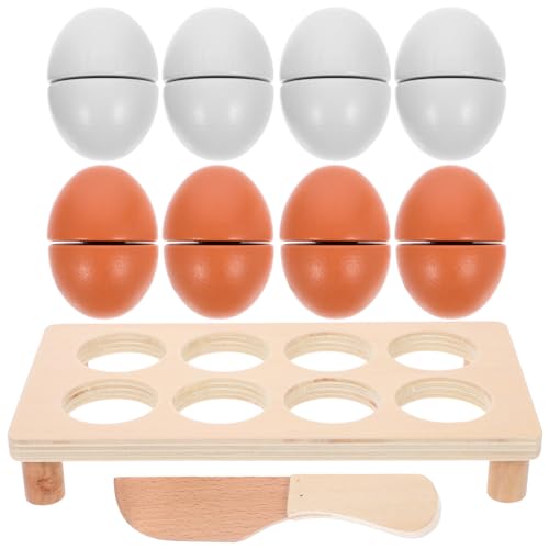 BCOATH 1Satz Holz Schneidspielzeug für Hühnerei und Entenei Sicher und Langlebig mit Realistischen Modellen für Kreatives Rollenspiel der Spielküche von BCOATH