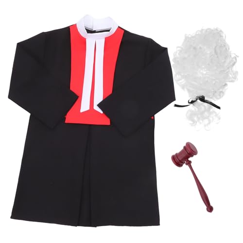 BCOATH 1Satz Richterkostüm für Unisex Richter Outfit mit Hammer und Perücke für Rollenspiele für Atmungsaktives Bequem und Schützend BCOATH 1Satz Richterkostüm für Unisex Richter Outfit mit Hammer und Perücke für Rollenspiele für Atmungsaktives Bequem und Schützend von BCOATH