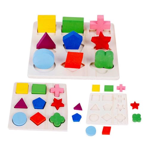 BCOATH 2 STÜCK Teiliges Holzpuzzle Geometrisches Lernspielzeug Formenerkennung Spielbrett Kreatives Kognitives für Beobachtung und Geduld von BCOATH