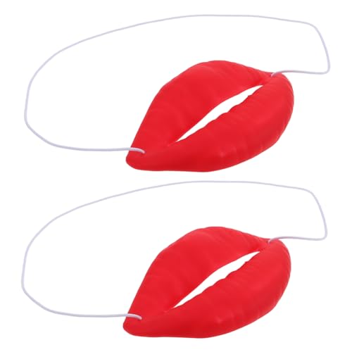 BCOATH 2 STÜCK Teiliges Lustige Maskerade Cosplay Party Accessoires Rote Dicke Lippen Sausage Mouth Dekoration Witzige Große Mund Requisiten für Halloween Karneval Veranstaltung von BCOATH
