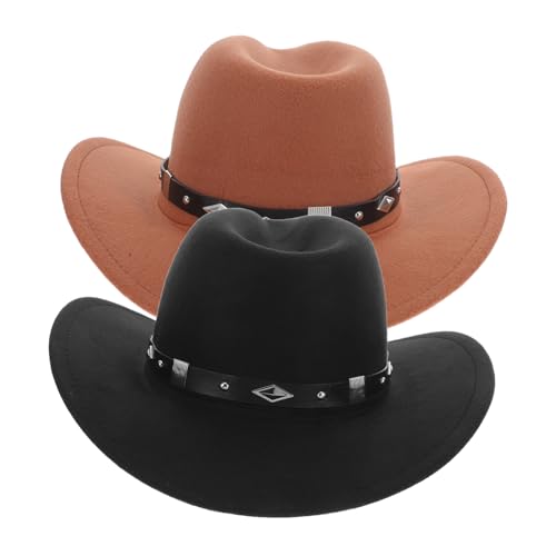 BCOATH 2 Stück Cowboyhut Damen Herren Breiter Rand Polyester Robust Western Stil Vintage Look Passend für Rodeo Party Western Strand Pool und Freizeit BCOATH 2 Stück Cowboyhut Damen Herren Breiter Rand Polyester Robust Western Stil Vintage Look Passend für Rodeo Party Western Strand Pool und Freizeit von BCOATH