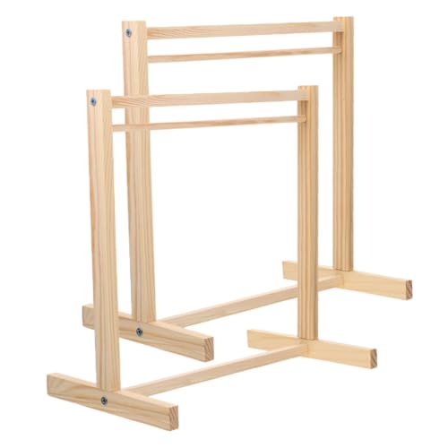 BCOATH 2 Stück Dollhouse Kleiderständer aus Holz Stabiler Puppen Kleiderbügel mit Polierten Kanten Vielseitiger Puppenkleiderschrank Organizer für Kleine Puppenkleidung und Miniaturmöbel von BCOATH