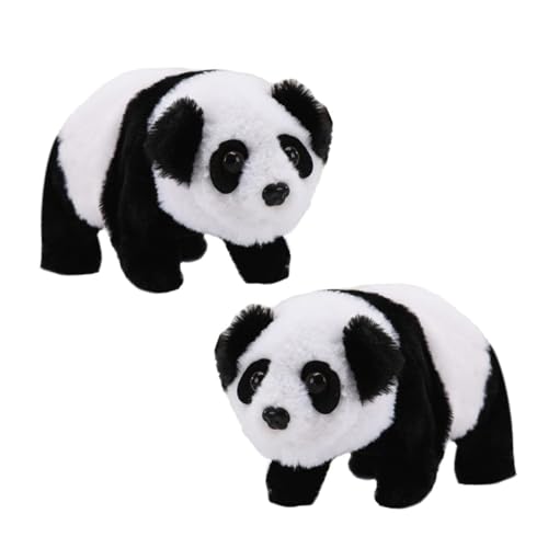 BCOATH 2 Stück Elektrisches Laufendes Panda Plüsch Simulation Tier Für Geräuschfunktion Weiches Kuscheltier Plüschtier von BCOATH