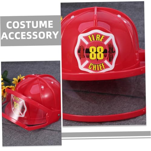 BCOATH 2 Stück Feuerwehrhelm Kunststoff Feuerwehrmütze Verstellbar Leicht Rot Feuerwehrkostüm Party Zubehör BCOATH 2 Stück Feuerwehrhelm Kunststoff Feuerwehrmütze Verstellbar Leicht Rot Feuerwehrkostüm Party Zubehör von BCOATH