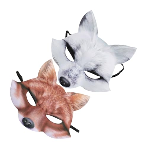 BCOATH 2 Stück Halbgesichts-fuchsmasken Leichtem Eva-material Detailreiche Tiergesichtsmasken für Erwachsene für Halloween-Feiern und Cosplay-partys von BCOATH