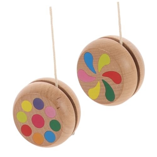 BCOATH 2 Stück Holz yoyo Verstellbare Schnur Leichtes Holzspielzeug für Pädagogisches für Anfänger als Geburtstags Fördert Spielerisch Motorik und Koordination von BCOATH