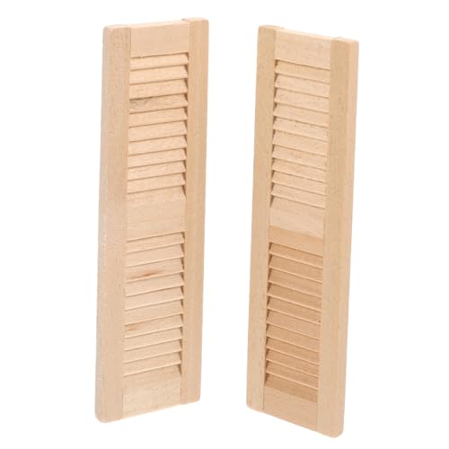 BCOATH 2 Stück Mini Möbel Jalousien Fensterläden Puppenhauseinrichtung kleine Jalousien spielzeuge Dekoration Miniatur-Puppenstubenmöbel Puppenhaus Miniaturen Zubehör hölzern Hellbraun von BCOATH