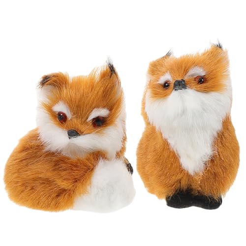 BCOATH 2 Stück Realistische Mini Plüsch Fuchs Figur Weiches Künstliches Fell Niedliche Tierdekoration für Zuhause Büro und Schreibtisch Gemütliche Wohnaccessoires für Weihnachten und von BCOATH