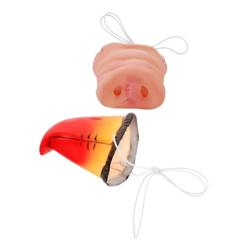 BCOATH 2 Stück Realistische Tiernasen mit Papageienschnabel Schweinenase Leichtes Cosplay Zubehör für Halloween Karneval Mottopartys Bequeme Tierkostüm Requisiten von BCOATH