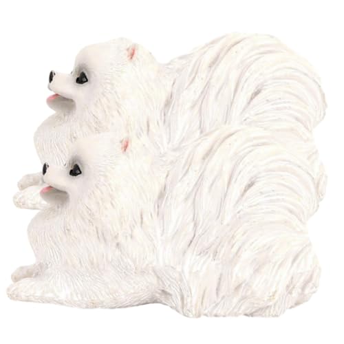 BCOATH 2 Stück Realistisches Pomeranian Hundemodell PVC Figurine Dekoration Leichtes Simulierendes Haustierspielzeug für Zimmer Garten Kinderzimmer Vielseitig Einsetzbar von BCOATH