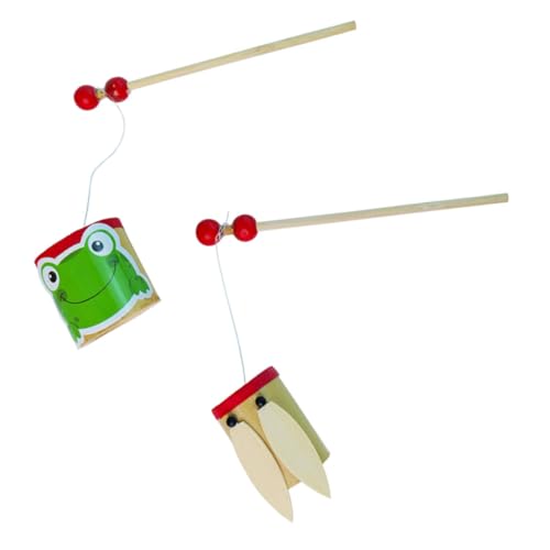 BCOATH 2 Stück Teiliges Bambus Klangspielzeug für Lernspielzeug mit Sicherer Glatter Oberfläche Pädagogisches Schüttelspielzeug mit Zirpen Sound für Kleinkinder Geburtstags von BCOATH