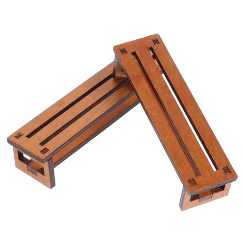 BCOATH 2 Stück Teiliges Miniaturstuhl Langlebigem Holz Vintage Retro Design Realistische Details Vielseitig als Miniaturmöbel für Puppenhaus Regal Schreibtischdekoration Geeignet von BCOATH