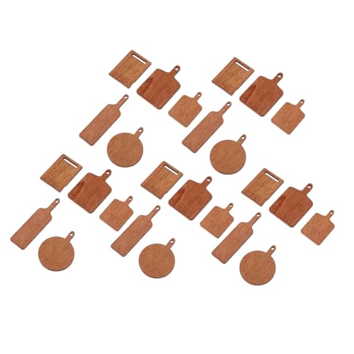 BCOATH 25 Stücke Miniatur Schneidebrett Miniatur Küchenmodell Küchenspielset Holz Miniatur Küchenzubehör Hellbraun von BCOATH