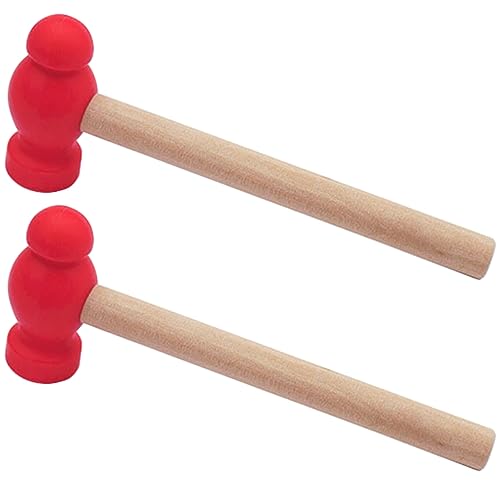 BCOATH 2Stücke Hammer aus Holz Mehrzweckhammer für Lernspielzeug und Dekoration Ergonomischer Griff Stärkung von Motorik und Hand Auge Koordination von BCOATH