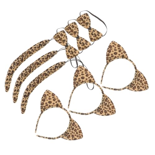 BCOATH 3 Sätze Katzenohren Haarreif Kostüm Set mit Schleife und aus Bequemes Tier Cosplay Zubehör für Fasching Halloween Karneval Party von BCOATH