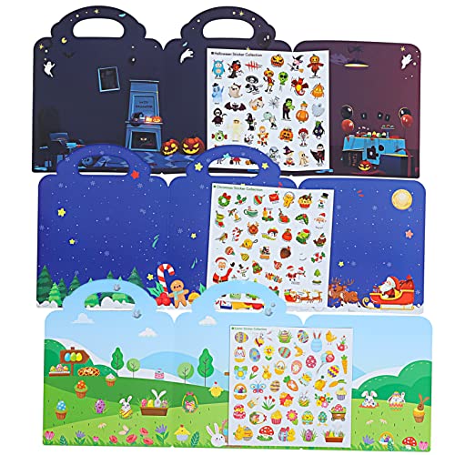 BCOATH 3 Sets DIY Festival Thema Aufkleber Buch Entzückende Aufkleberbücher Funny Sticker Book Kleinkinder Bildungsspielzeug von BCOATH