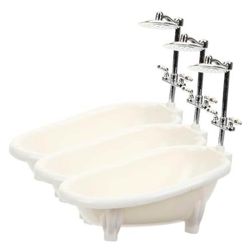 BCOATH 3 Stück Miniatur Puppenbadewanne Teiliges Detailreiche Mini Haus Möbel Badezimmer Zubehör Dekoratives für Puppenhäuser und DIY Micro Landschaften Realistische Badewanne für von BCOATH
