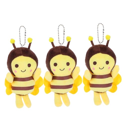 BCOATH 3 Stück Plüsch Biene Schlüsselanhänger Weiches Kuscheltier Hängend Bienen Anhänger Geschenk für Rucksack Tasche Geburtstag von BCOATH