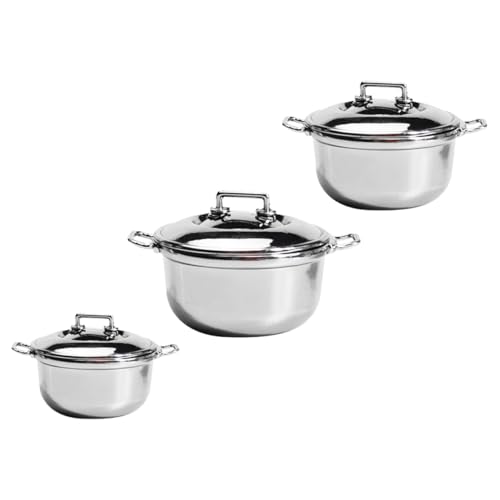 BCOATH 3 Stück Puppenhaus Suppen Topf kinderküche Kitchen Miniaturküche kochgeschirr kochtopf Spielküchenzubehör Küchenutensilien für Legierung Silver von BCOATH