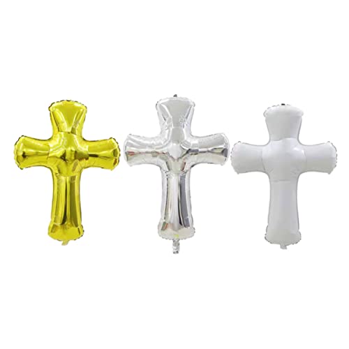 BCOATH 3 Stück Teiliges Kreuz Folienballon für Taufe und Kommunion Langlebige Party Dekoration in Weiß Silber und Gold Vielseitig Einsetzbar für Festliche Anlässe Wie Geburtstage und BCOATH 3 Stück Teiliges Kreuz Folienballon für Taufe und Kommunion Langlebige Party Dekoration in Weiß Silber und Gold Vielseitig Einsetzbar für Festliche Anlässe Wie Geburtstage und von BCOATH