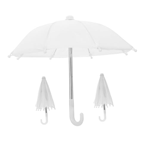 BCOATH 3 Stück Teiliges Mini Weiß Dekorativer Miniatur Schirm für Puppenhaus Handliches Miniatur Ornament für Mädchen Doll Travel Play Toy von BCOATH