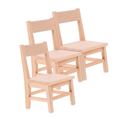 BCOATH 3 Stück Teiliges Miniatur-holzstuhl- Maßstabsgetreue Puppenhausmöbel Kompakt Platzsparend Detailreiche Miniaturstühle für Puppenhaus Wohn Esszimmer Dekoration und Spielzubehör von BCOATH