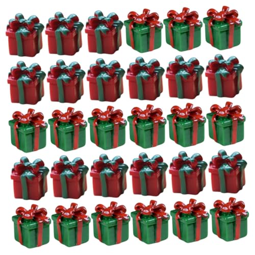 BCOATH 30 Stück Teiliges Miniatur Resin Rote und Grüne Miniatur Geschenkboxen Stabile Dollhouse Ornament Dekorationen für Bastelarbeiten und Festliche Tischdekoration von BCOATH