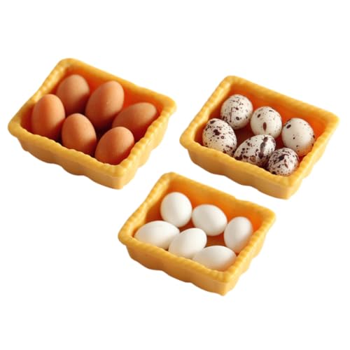 BCOATH 3Sätze Mini Haus Eier Teiliges Box mit Mini Ei Modellen für Kreative Wohn Dekorationen Robustes Harzmaterial für Kinderküche und Dekorationen von BCOATH