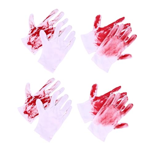 BCOATH 4 Paare Halloween Blutige Handschuhe Unisex Stretchige Strickhandschuhe mit Realistischem Blutspritzmuster für Zombie Vampire Metzger Horror Kostüm und Party Zubehör BCOATH 4 Paare Halloween Blutige Handschuhe Unisex Stretchige Strickhandschuhe mit Realistischem Blutspritzmuster für Zombie Vampire Metzger Horror Kostüm und Party Zubehör von BCOATH