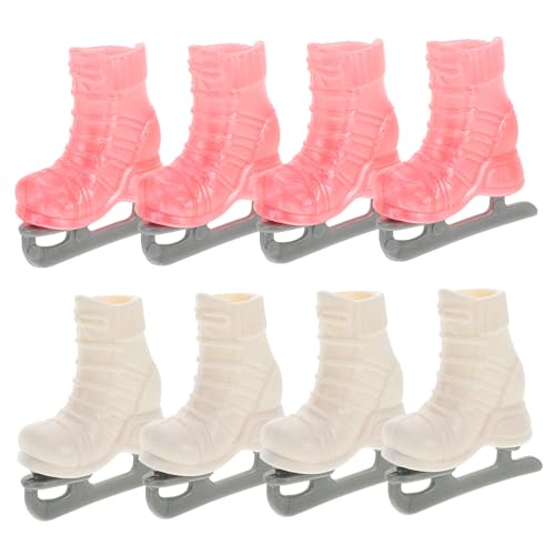 BCOATH 4 Paare Mini Rollschuhe für Puppen Detailreiche Leichte Puppen Rollschuhe in Weiß und Weiche Kanten Puppendekoration und DIY Zubehör für Kreatives und Puppenhaus von BCOATH