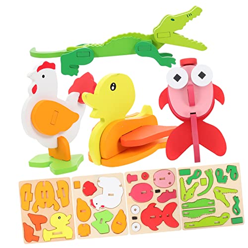BCOATH 4 Sätze Holzpuzzle Tiere Lernspielzeug Fördert Erkennung Geschicklichkeit Kooperation Pädagogisches Holzspielzeug Für Jungen Mädchen Vorschule von BCOATH