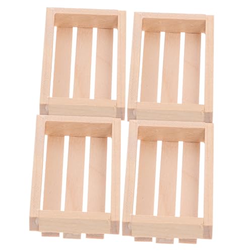 BCOATH 4 Stück Miniatur Holz aufbewahrungskörbe für Puppenhaus Kleine Holzboxen Robust Vielseitig für Dekoration Innen Außen Mini Lagerkisten für Garten Bastelbedarf von BCOATH
