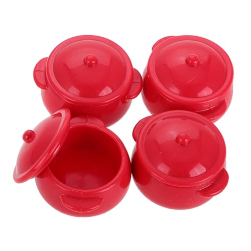 BCOATH 4 Stück Miniatur Puppenhaus Küche Set Roter Kunststoff Suppentopf Spielküche Zubehör für Fantasievolles Kochen und Puppenhaus Szenenmodell BCOATH 4 Stück Miniatur Puppenhaus Küche Set Roter Kunststoff Suppentopf Spielküche Zubehör für Fantasievolles Kochen und Puppenhaus Szenenmodell von BCOATH