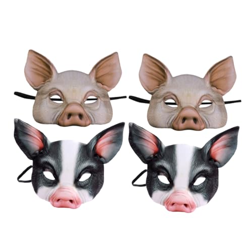 BCOATH 4 Stück Party Schweinemaske Tier Halbgesichtsmaske Masken Kostüm Maskenball Cosplay Maske Maskerade Party Maske Schweinemaske Für Maskerade Für Outdoor von BCOATH