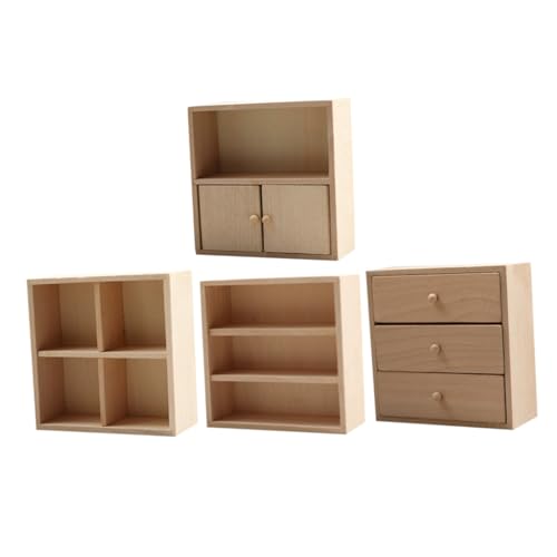 BCOATH 4 Stück Teiliges DIY Miniatur Möbelset aus Massivem Holz Realistischer Puppenschrank für Puppenhaus Wohnzimmer und Schlafzimmer Vielseitige Miniaturmöbel für Kreative Einrichtung BCOATH 4 Stück Teiliges DIY Miniatur Möbelset aus Massivem Holz Realistischer Puppenschrank für Puppenhaus Wohnzimmer und Schlafzimmer Vielseitige Miniaturmöbel für Kreative Einrichtung von BCOATH