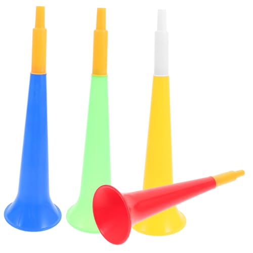 BCOATH 4 Stück Teiliges Fußball Horn Party Trompeten Tröten Laute Cheerleader Bunte Plastik Fanfare für Sportveranstaltungen und Kindergeburtstage von BCOATH