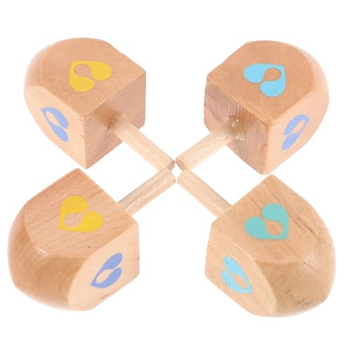 BCOATH 4 Stück Teiliges Holz kreiselspielzeug für Natürliches Pädagogisches Dreidel Bunten Farben Fördert Hand Augen koordination Stressabbau für Schule Familie Outdoor spielspaß von BCOATH