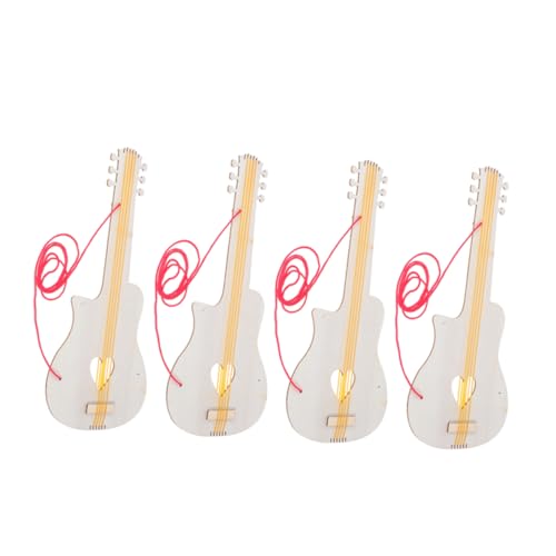 BCOATH 4 Stück Teiliges Holzgitarren für Bemalen DIY Holzgitarren Bastelset für Jungen Mädchen Musikspielzeug Kindergarten Kreatives Malprojekt Musikinstrument von BCOATH