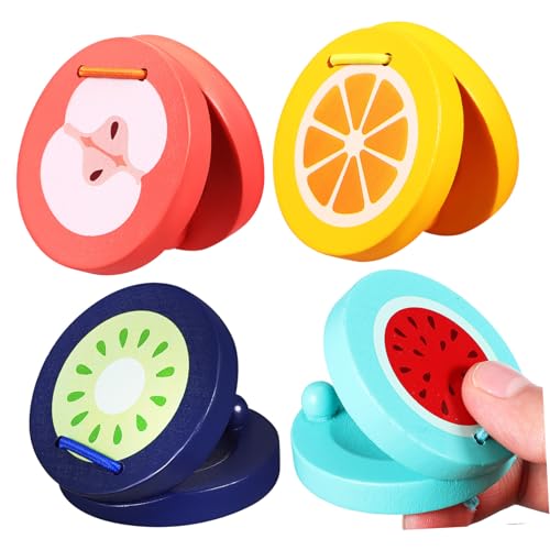 BCOATH 4 Stück Teiliges Kleine Holz kastagnetten mit Buntem Obst Design Klarer Klang Fingerfreundliche Percussion Instrumente für Musikalische Früherziehung und Spielspaß BCOATH 4 Stück Teiliges Kleine Holz kastagnetten mit Buntem Obst Design Klarer Klang Fingerfreundliche Percussion Instrumente für Musikalische Früherziehung und Spielspaß von BCOATH