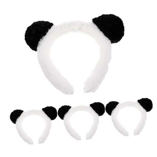 BCOATH 4 Stück Teiliges Panda Ohren Haarreif Niedliche Tierohren Haarreifen für Karneval Cosplay Kostüm Bequemes Wiederverwendbares Accessoire für Partys und Themenveranstaltungen von BCOATH